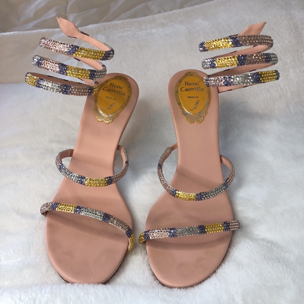 Rene Caovilla Wrap Up/Corkscrew Heels/Sandals